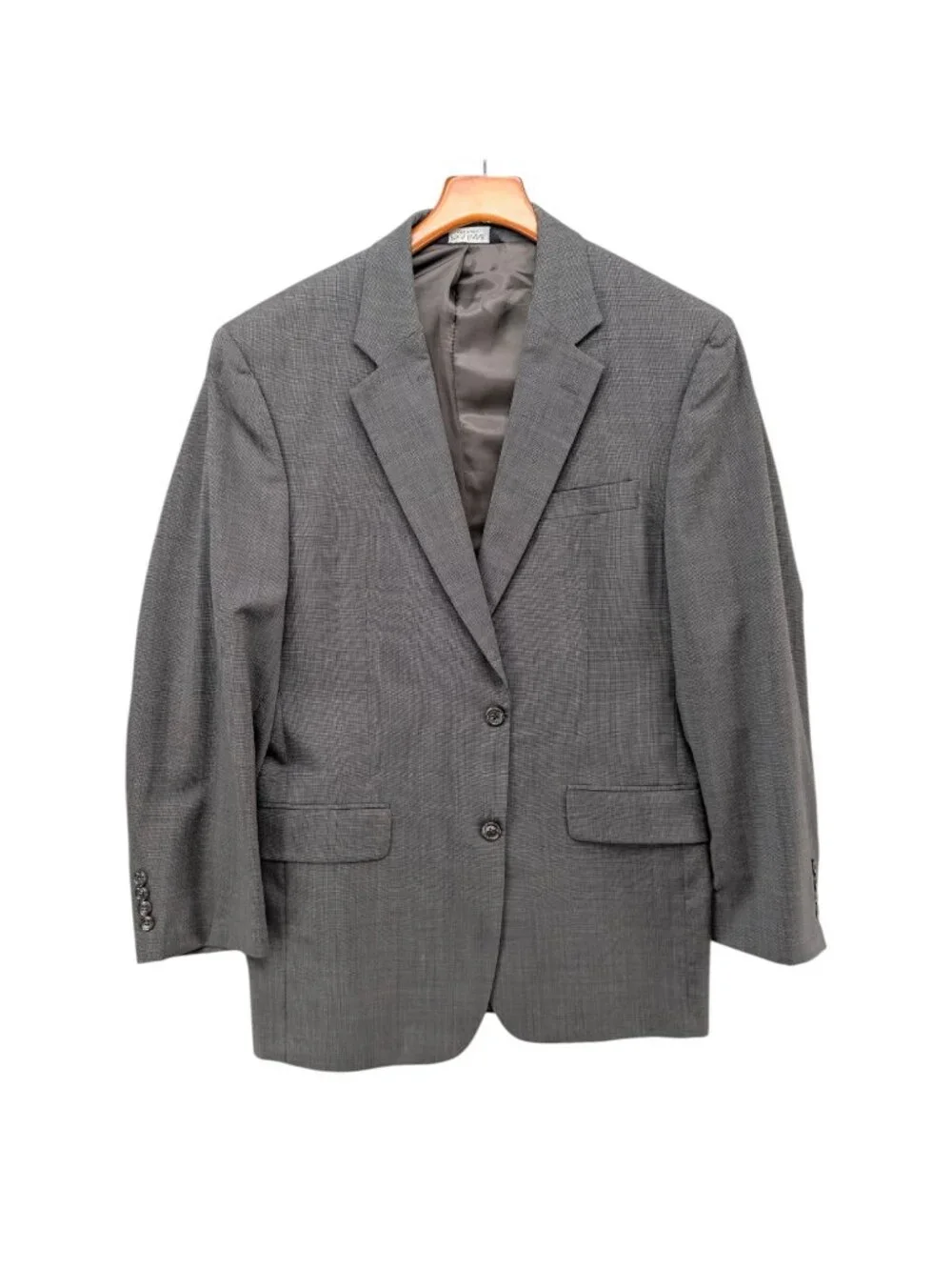Jos A Bank 2 Piece Wool Suit Mens Grey 2 Button Pleated Cuffed Size 40R 34x28